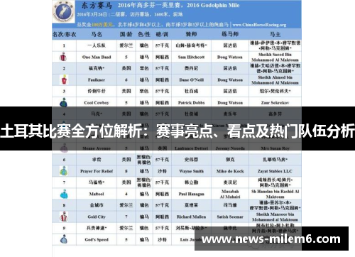 土耳其比赛全方位解析：赛事亮点、看点及热门队伍分析
